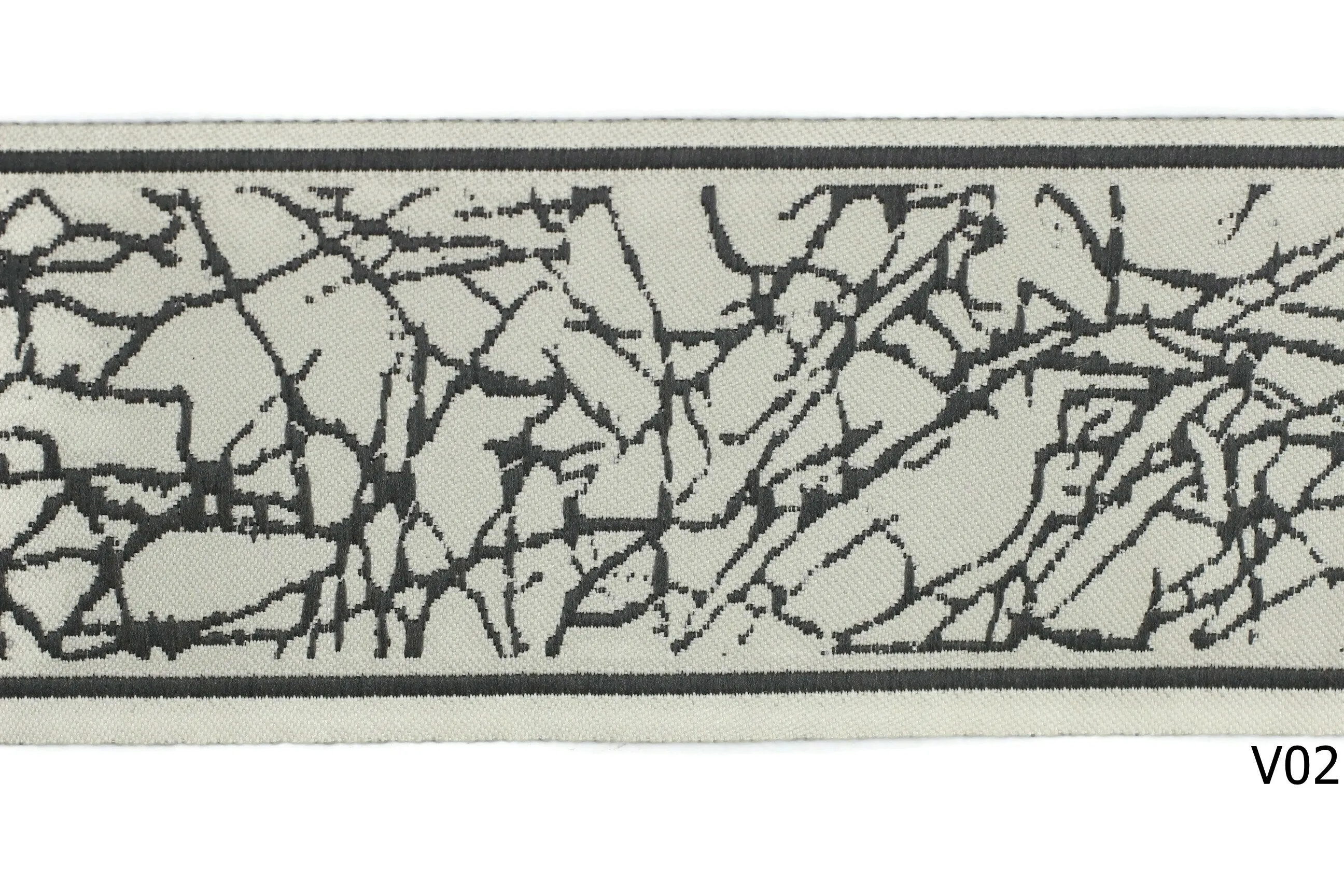2.75" Roots Embroidered Drapery Trims, 70mm Jacquard Trims, Sewing Trim, Curtain trims, Jacquard Ribbons, Drapery Banding 70031