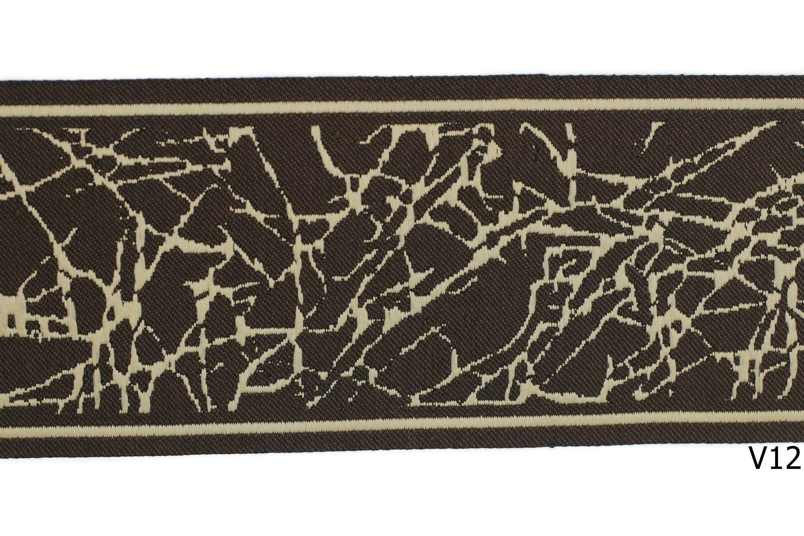 2.75" Roots Embroidered Drapery Trims, 70mm Jacquard Trims, Sewing Trim, Curtain trims, Jacquard Ribbons, Drapery Banding 70031