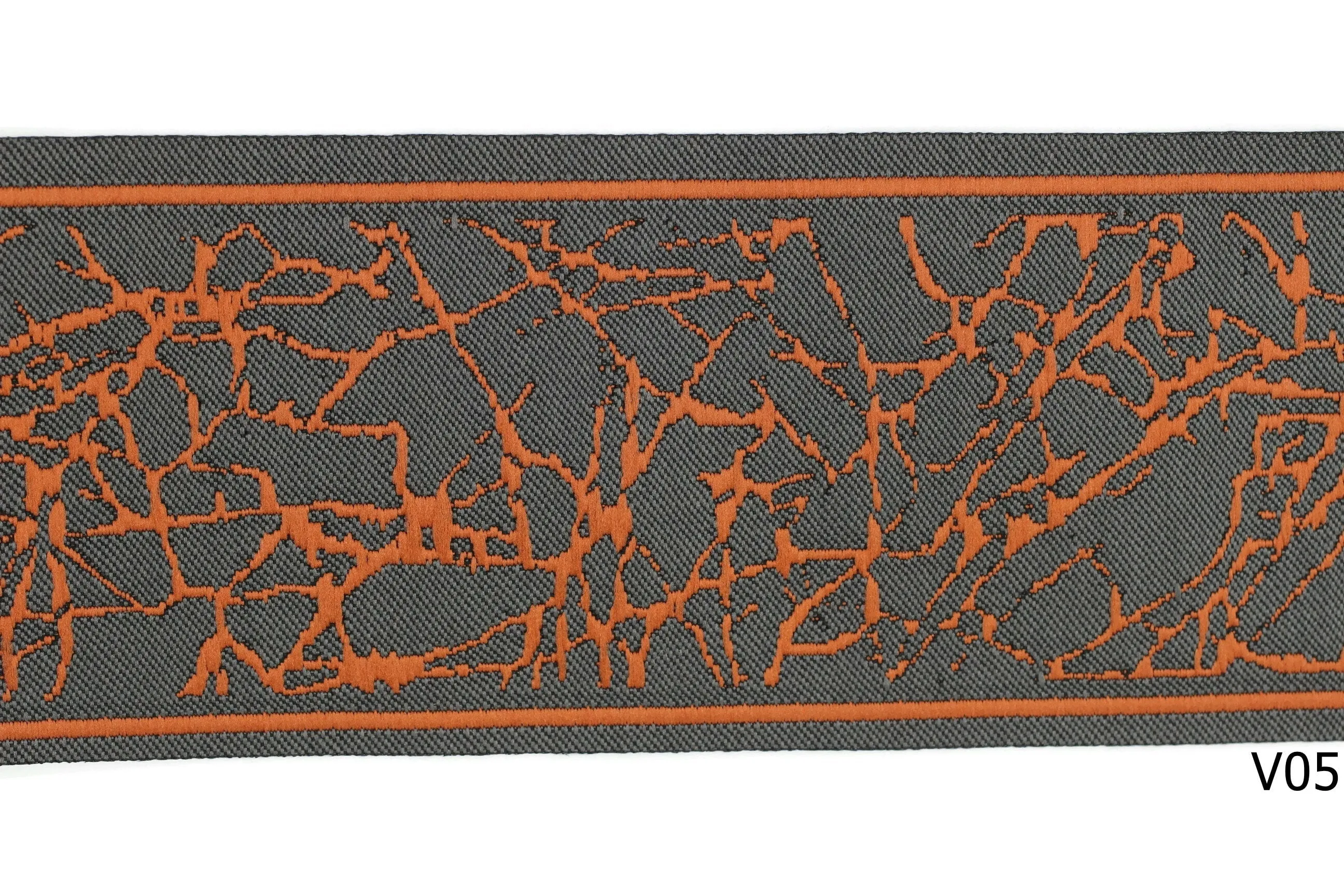 2.75" Roots Embroidered Drapery Trims, 70mm Jacquard Trims, Sewing Trim, Curtain trims, Jacquard Ribbons, Drapery Banding 70031