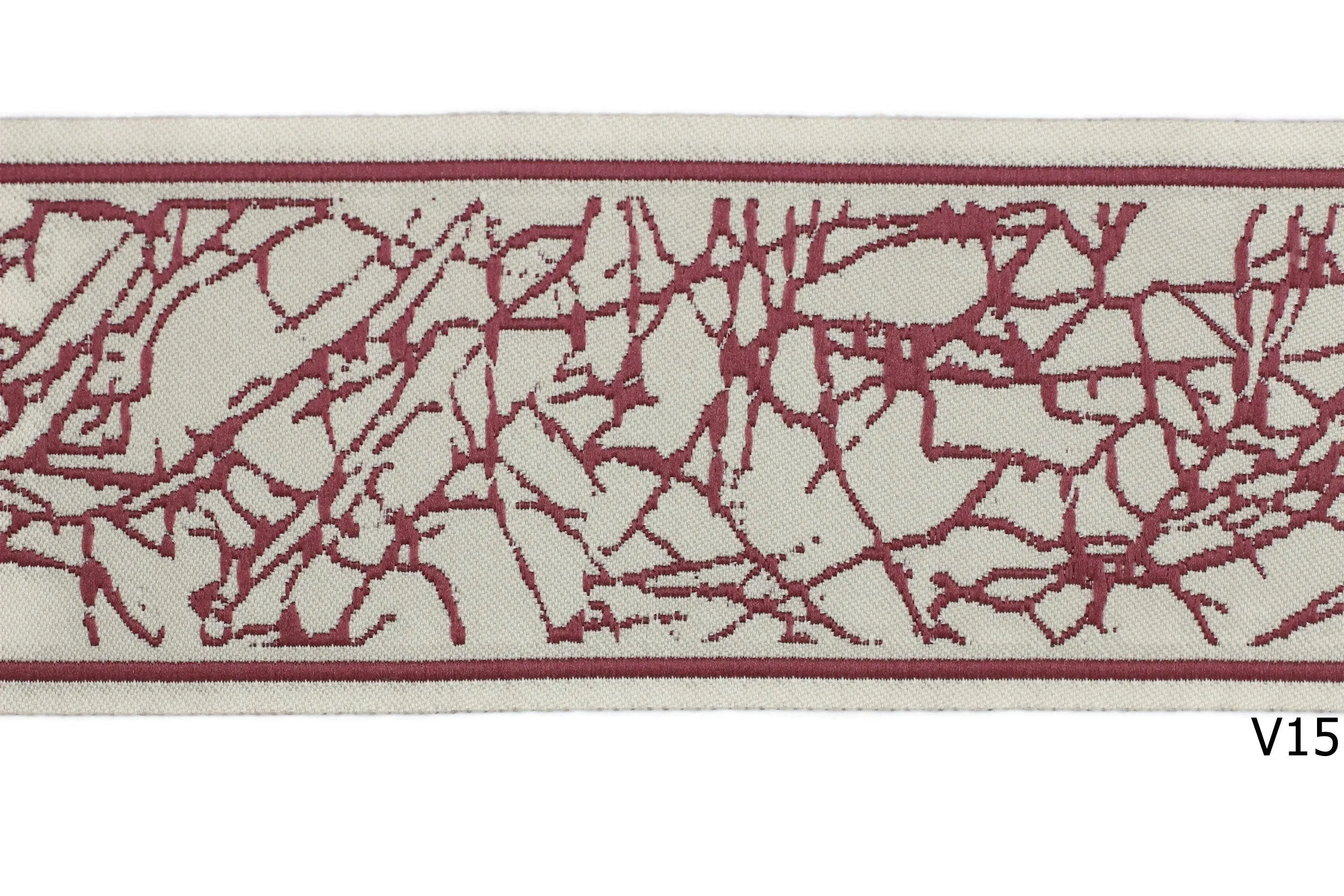 2.75" Roots Embroidered Drapery Trims, 70mm Jacquard Trims, Sewing Trim, Curtain trims, Jacquard Ribbons, Drapery Banding 70031