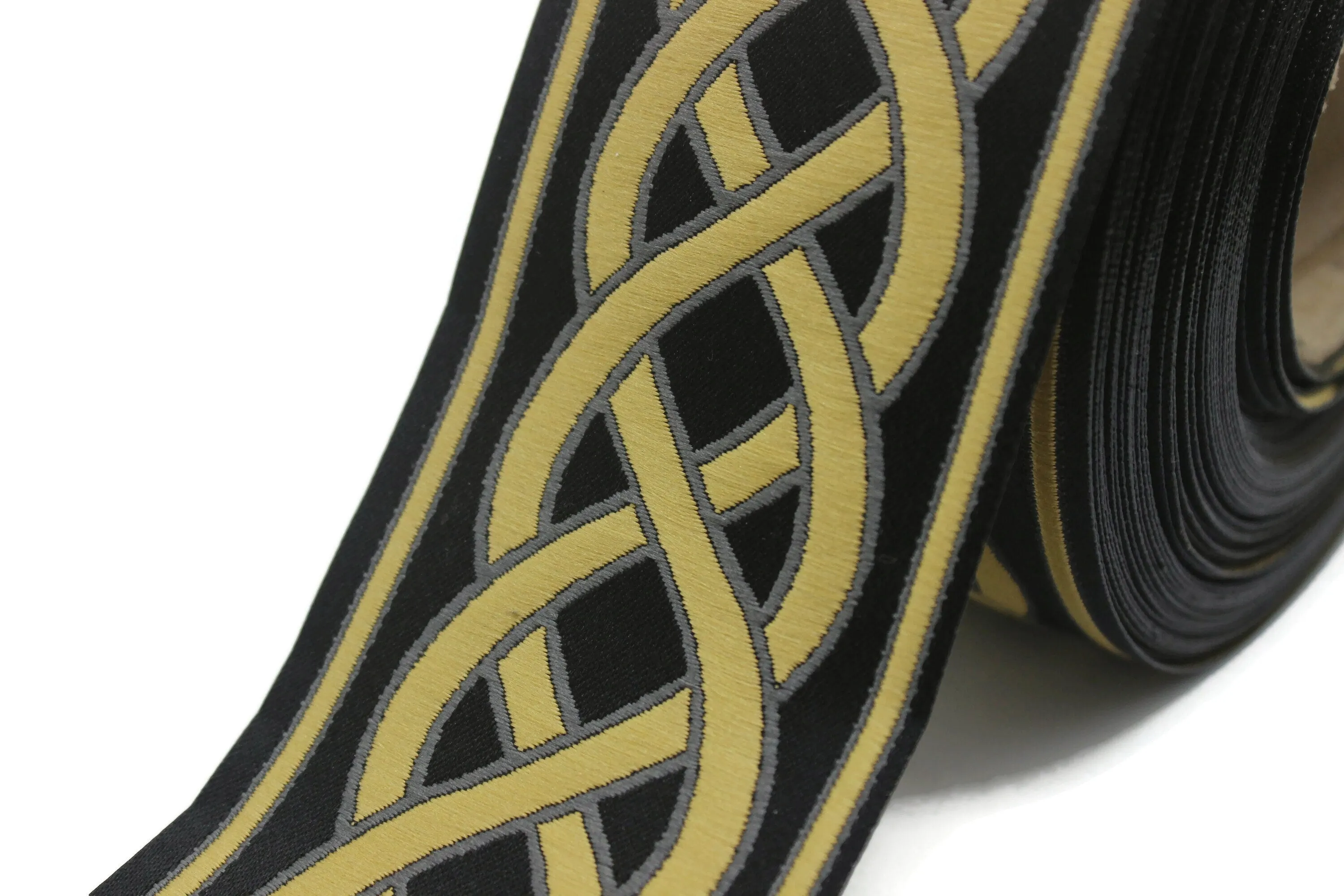 2.75" Spiral Embroidered Drapery Trims, 70mm Jacquard Trims, Sewing Trim, Curtain trims, Jacquard Ribbons, Drapery Banding 70009 C02