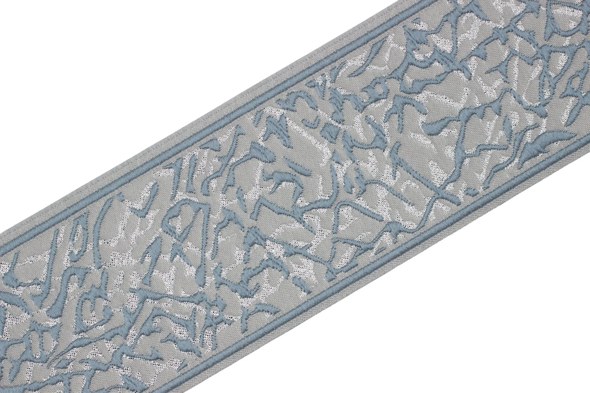 2.7" Embroidery Curtain Trim, Blue Briar Jacquard Ribbon for Curtains, Drapery Banding, Drapery Trim Tape, Woven Border 195 V5