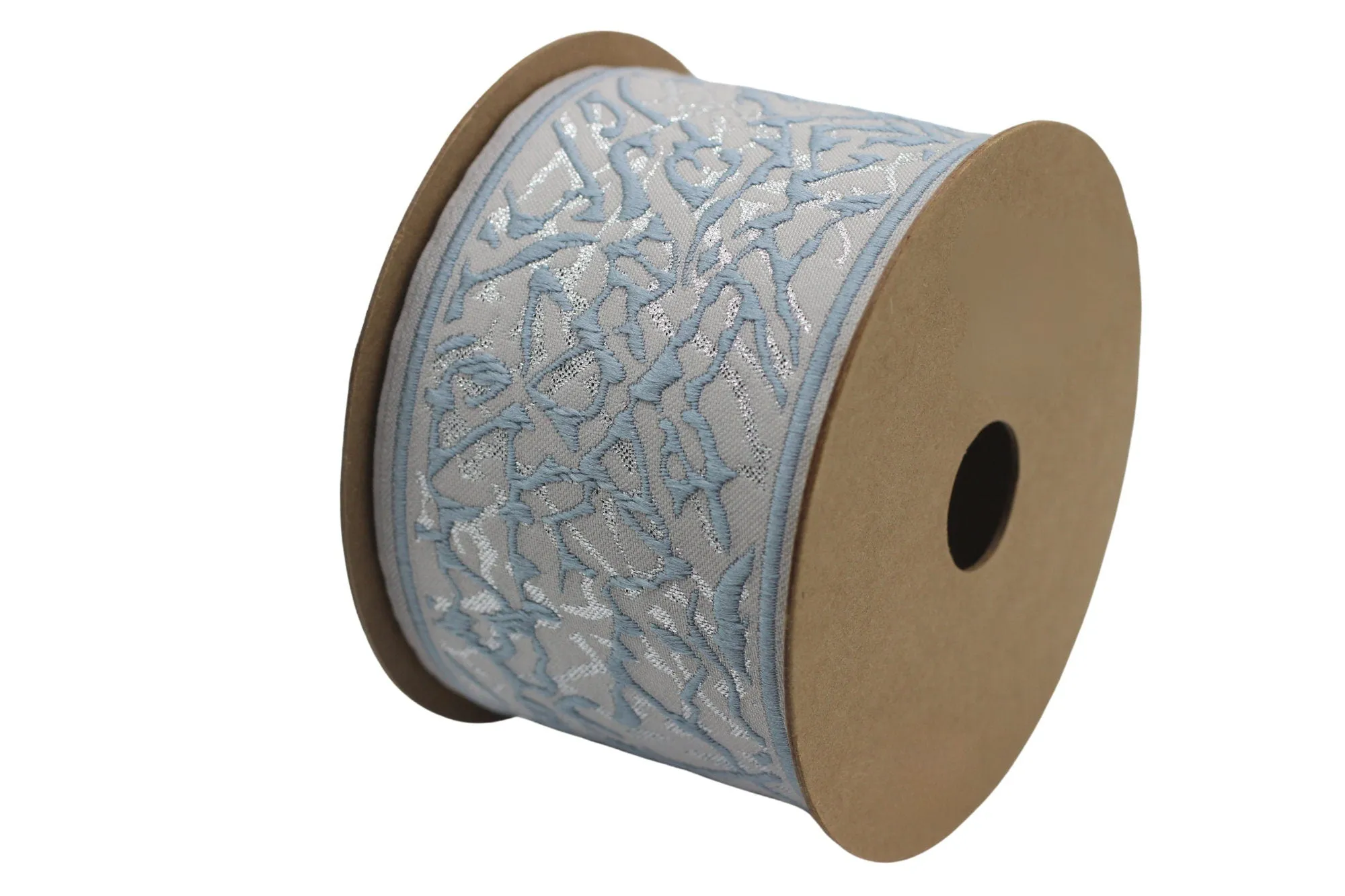 2.7" Embroidery Curtain Trim, Blue Briar Jacquard Ribbon for Curtains, Drapery Banding, Drapery Trim Tape, Woven Border 195 V5