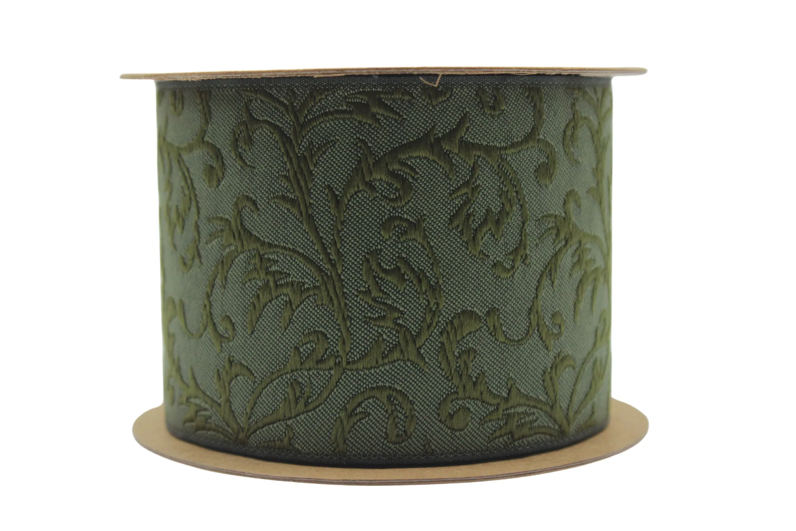 2.7" Embroidery Curtain Trim, Green Color Jacquard Ribbon for Curtains, Drapery Banding, Drapery Trim Tape, Woven Border 212 V7