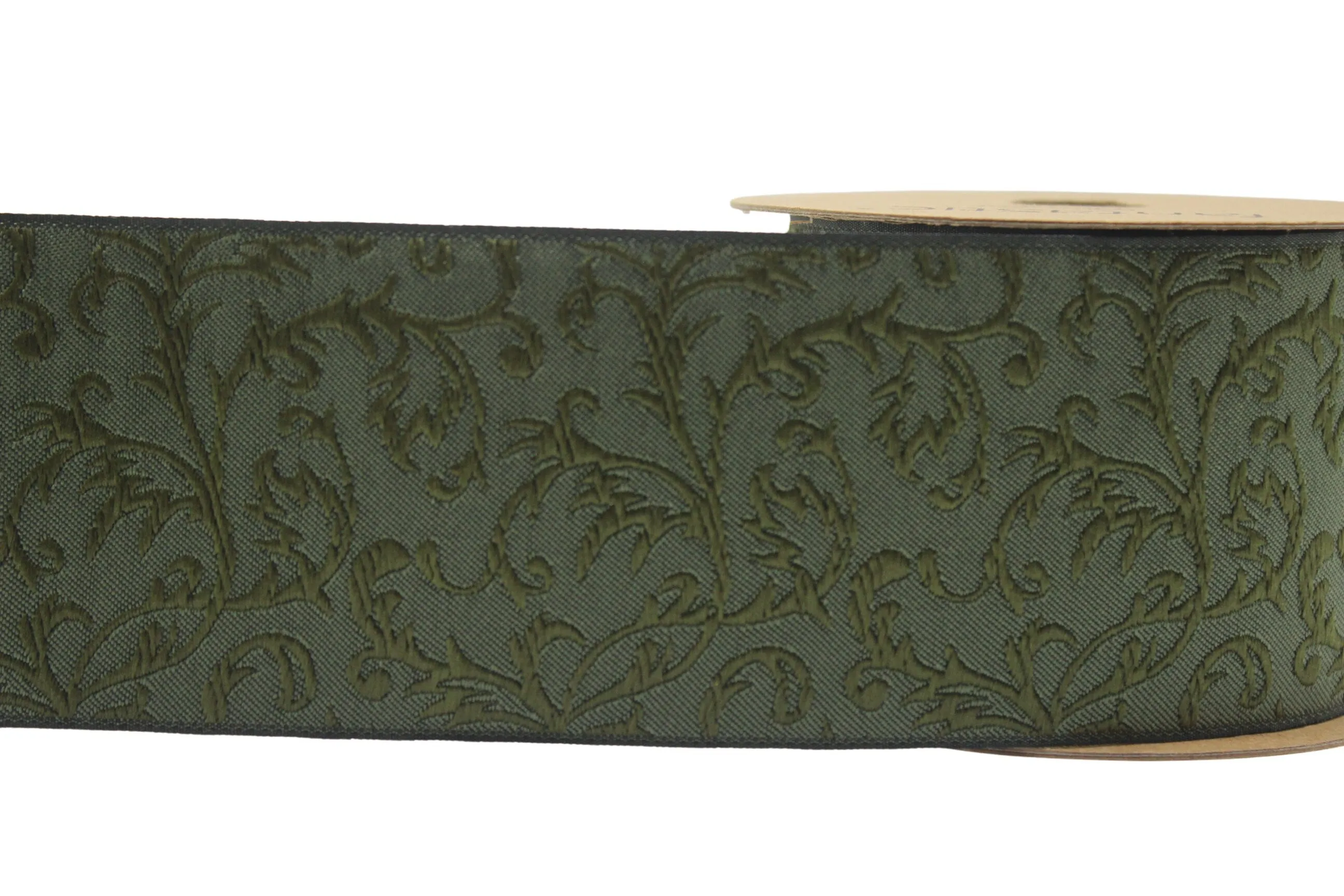 2.7" Embroidery Curtain Trim, Green Color Jacquard Ribbon for Curtains, Drapery Banding, Drapery Trim Tape, Woven Border 212 V7
