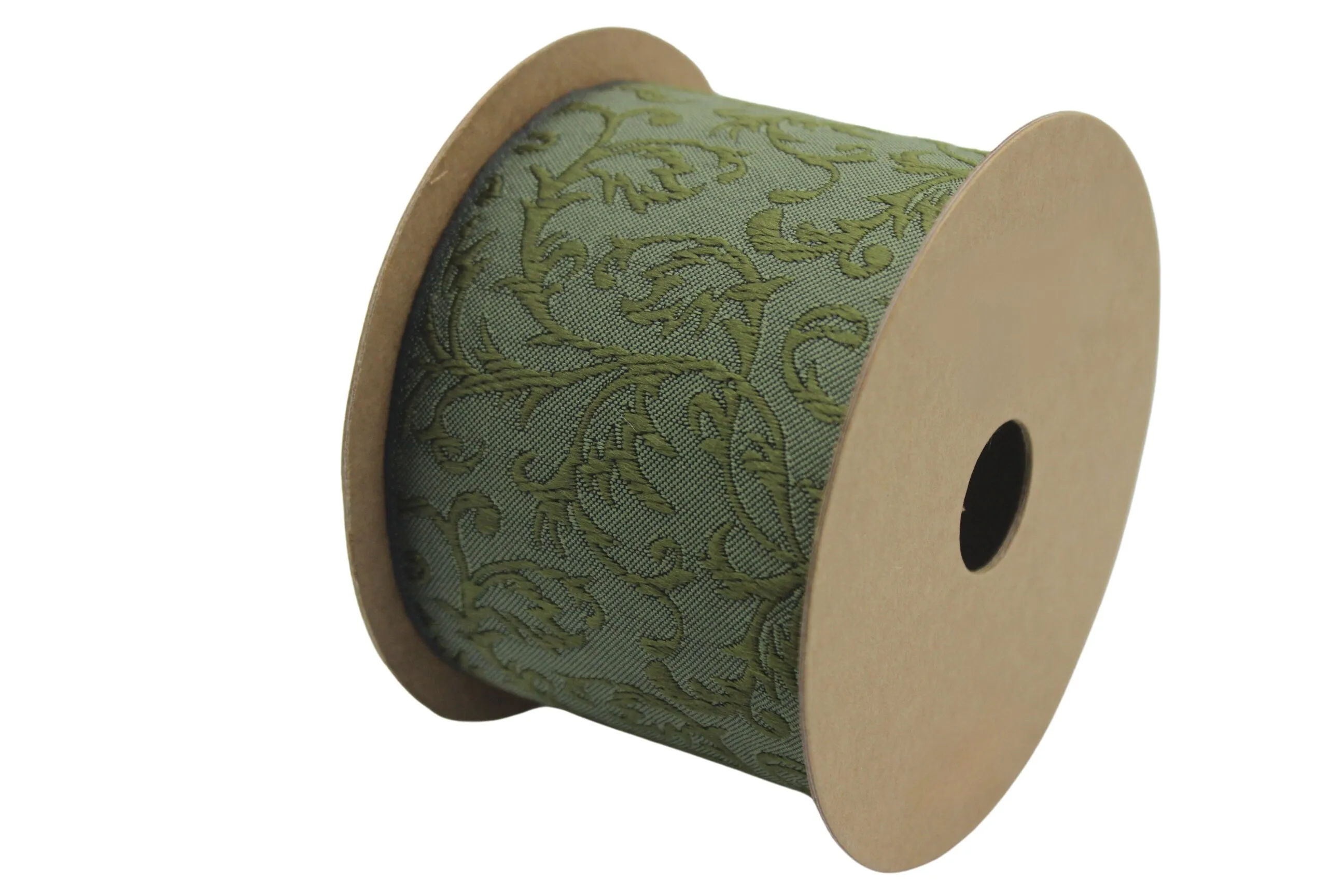 2.7" Embroidery Curtain Trim, Green Color Jacquard Ribbon for Curtains, Drapery Banding, Drapery Trim Tape, Woven Border 212 V7
