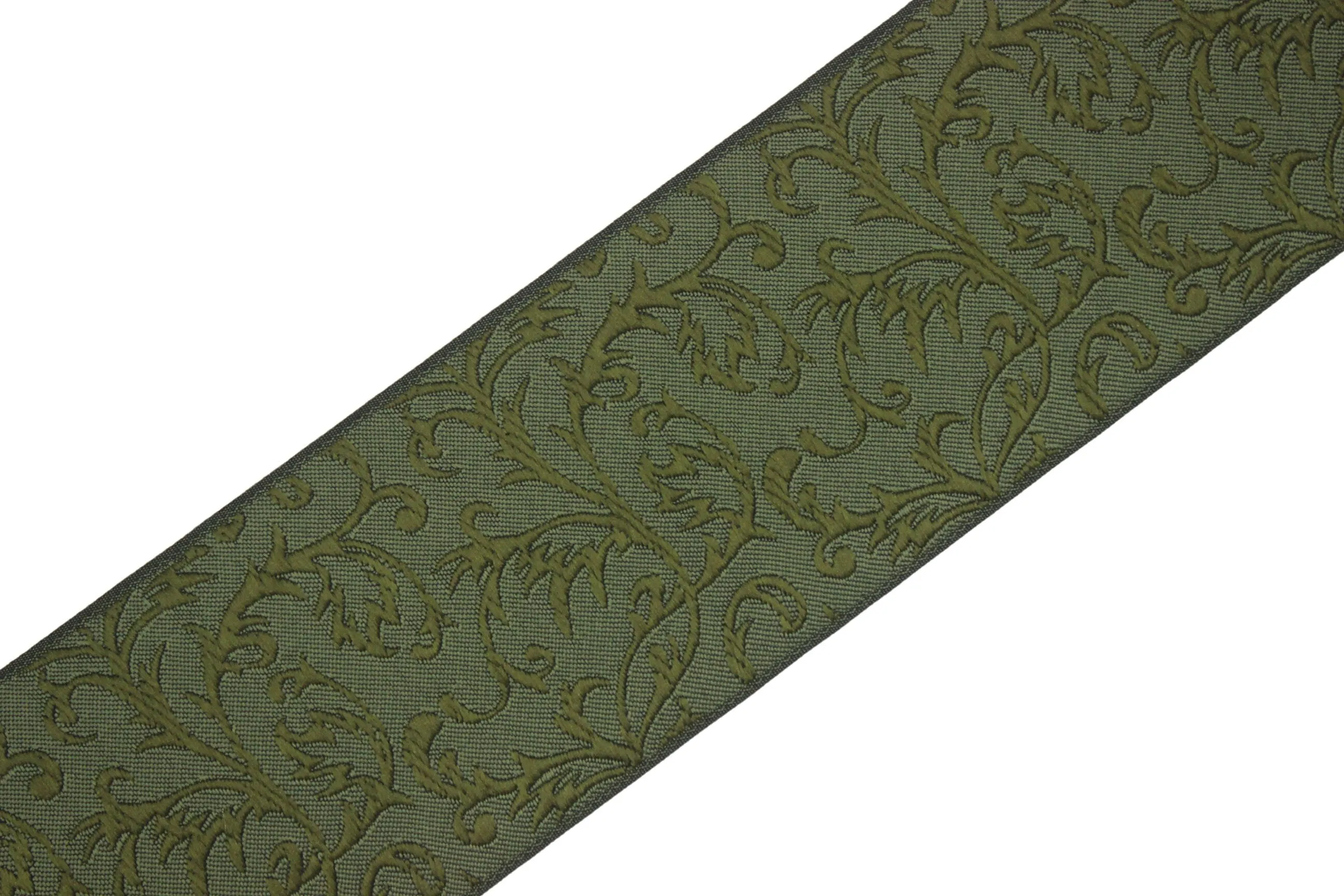 2.7" Embroidery Curtain Trim, Green Color Jacquard Ribbon for Curtains, Drapery Banding, Drapery Trim Tape, Woven Border 212 V7