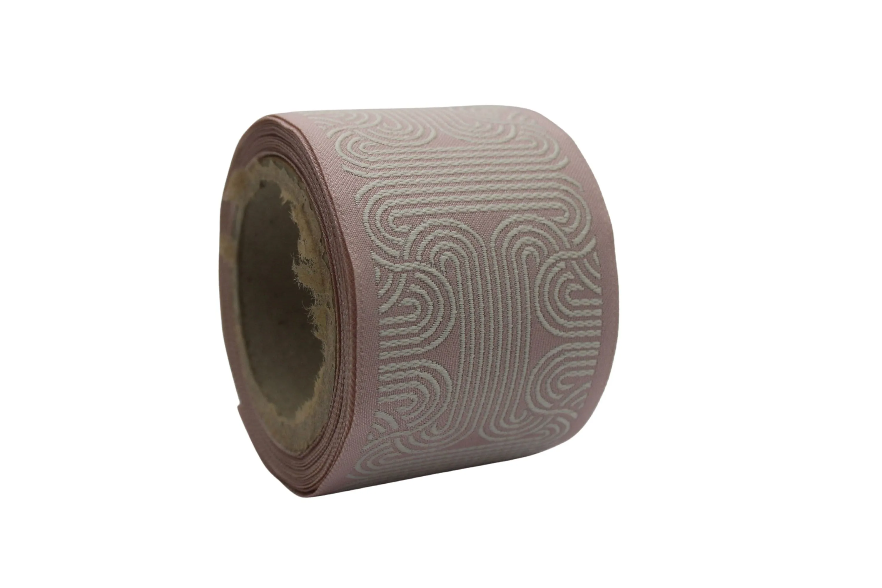 2.7" Embroidery Curtain Trim, Pink and White Color Jacquard Ribbon for Curtains, Drapery Banding, Drapery Trim Tape, Woven Border 205 V3