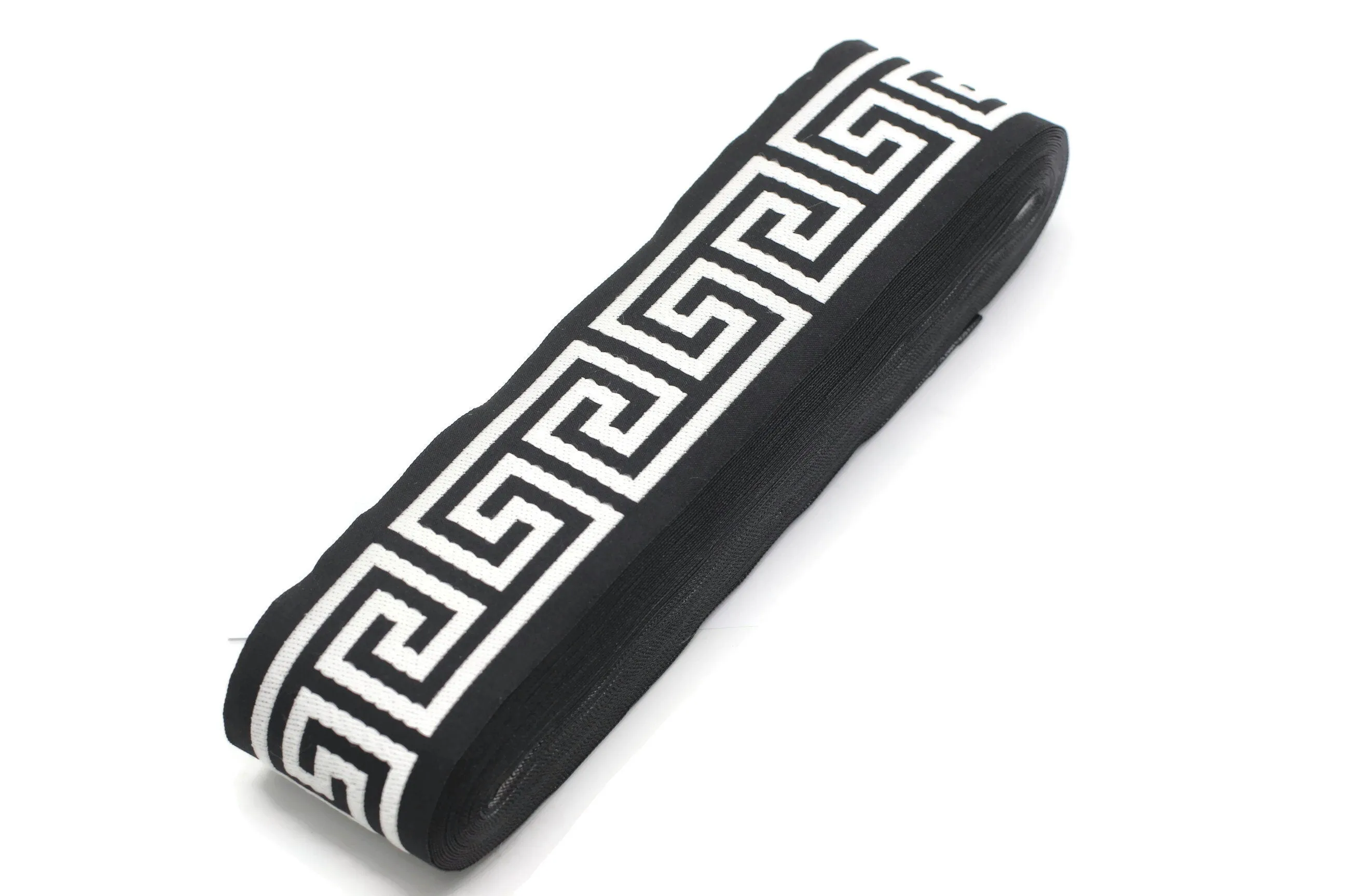 2.7" Greek Key Jacquard Ribbon for Drapes, 16 Yards in one Continuous Sewing Trim, Curtains, Drapery Banding, Drapery Trim Tape V9 176