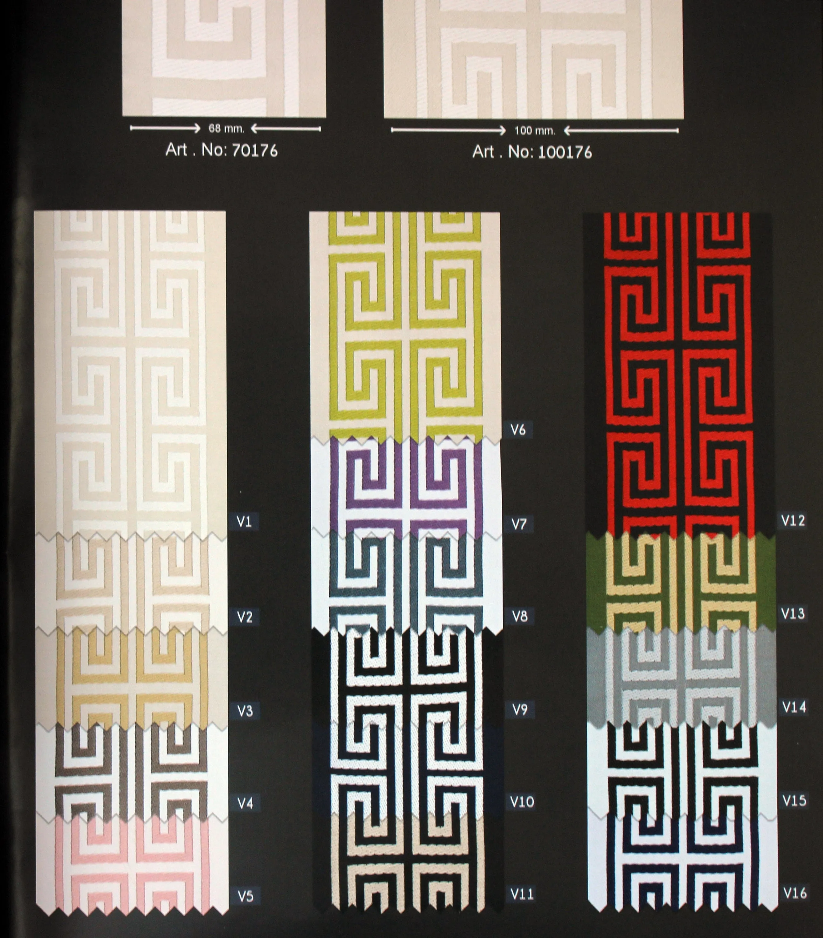 2.7" Greek Key Jacquard Ribbon for Drapes, 16 Yards in one Continuous Sewing Trim, Curtains, Drapery Banding, Drapery Trim Tape V9 176