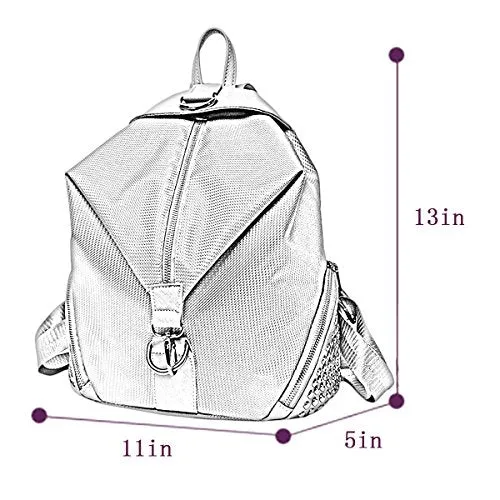 ABage Women's Studded Backpack Waterproof Nylon College Backpack Purse School Bag, Black