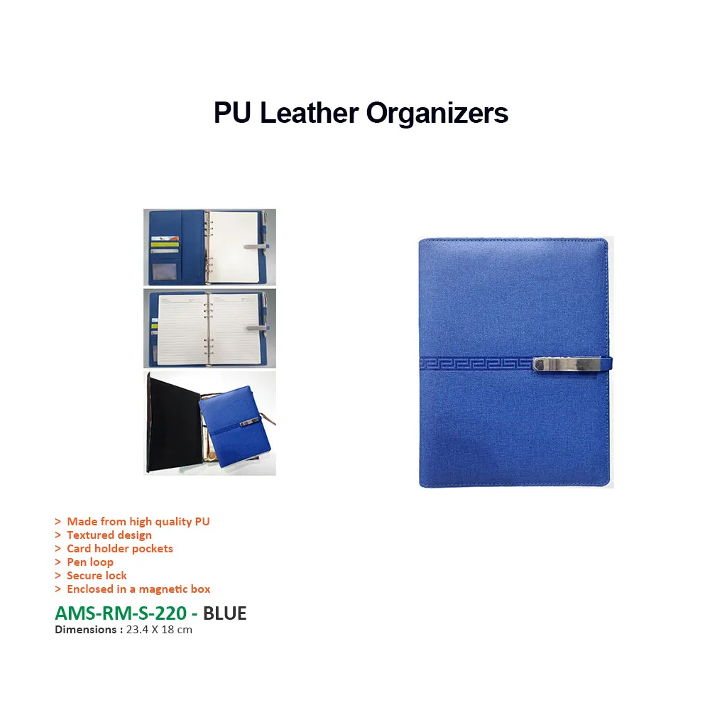 AMS-RM-S-220 - BLUE PU LEATHER ORGANIZER