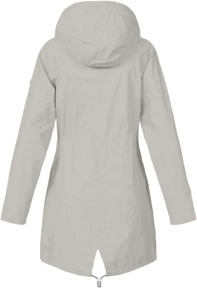 Aniywn Hooded Jacket Women Fall Solid Rain Jacket Outdoor Raincoat Windproof Plus Size Zipper Waterproof Outerwear Tops
