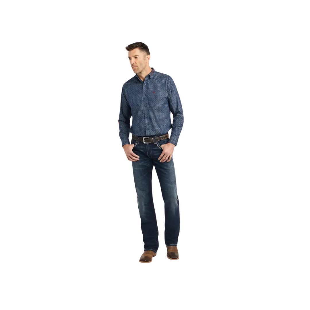 Ariat Men's Team Logo Cassius Button Up Blue Chambray Shirt