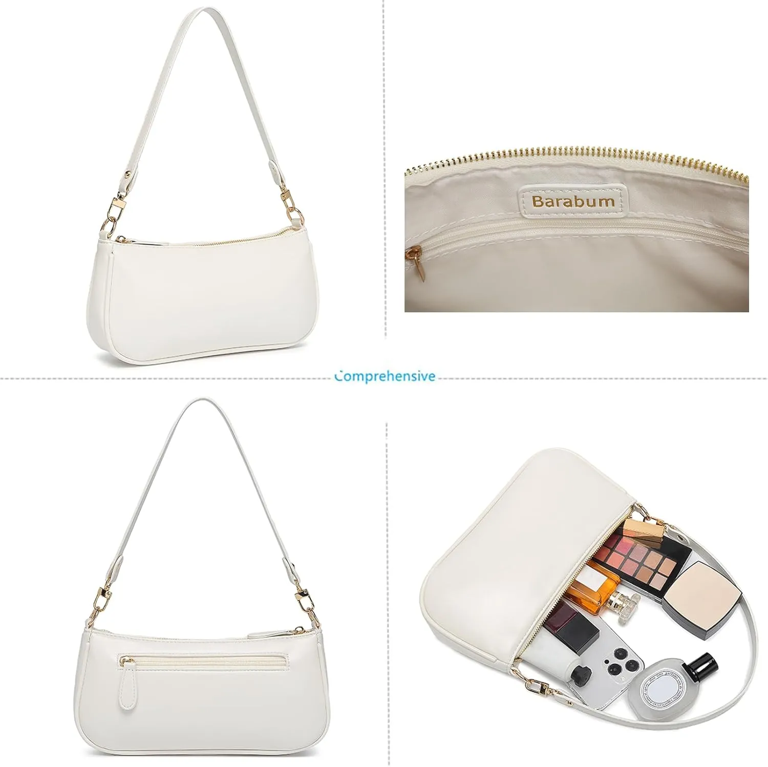 Barabum Retro Classic Clutch Shoulder Tote HandBag with Zipper Closure Purse for Women
