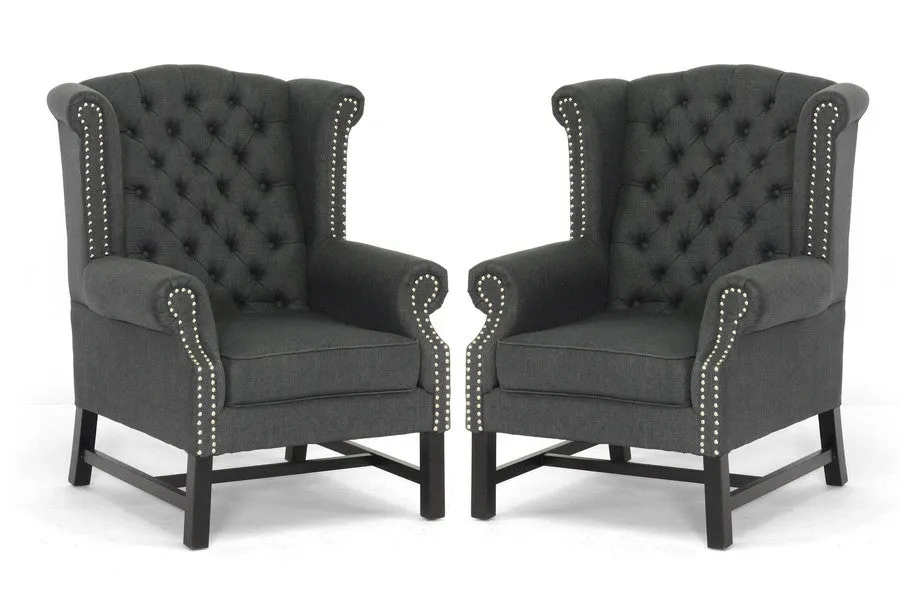 Baxton Studio Sussex Gray Linen Club Chair