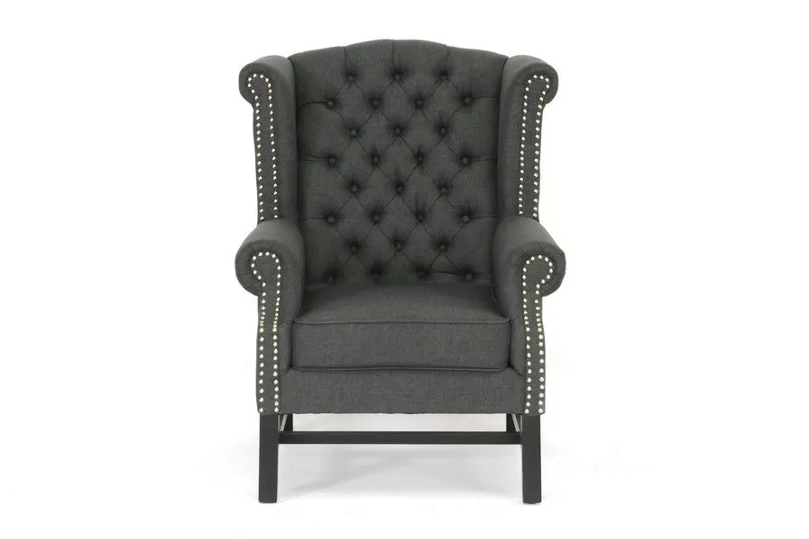 Baxton Studio Sussex Gray Linen Club Chair