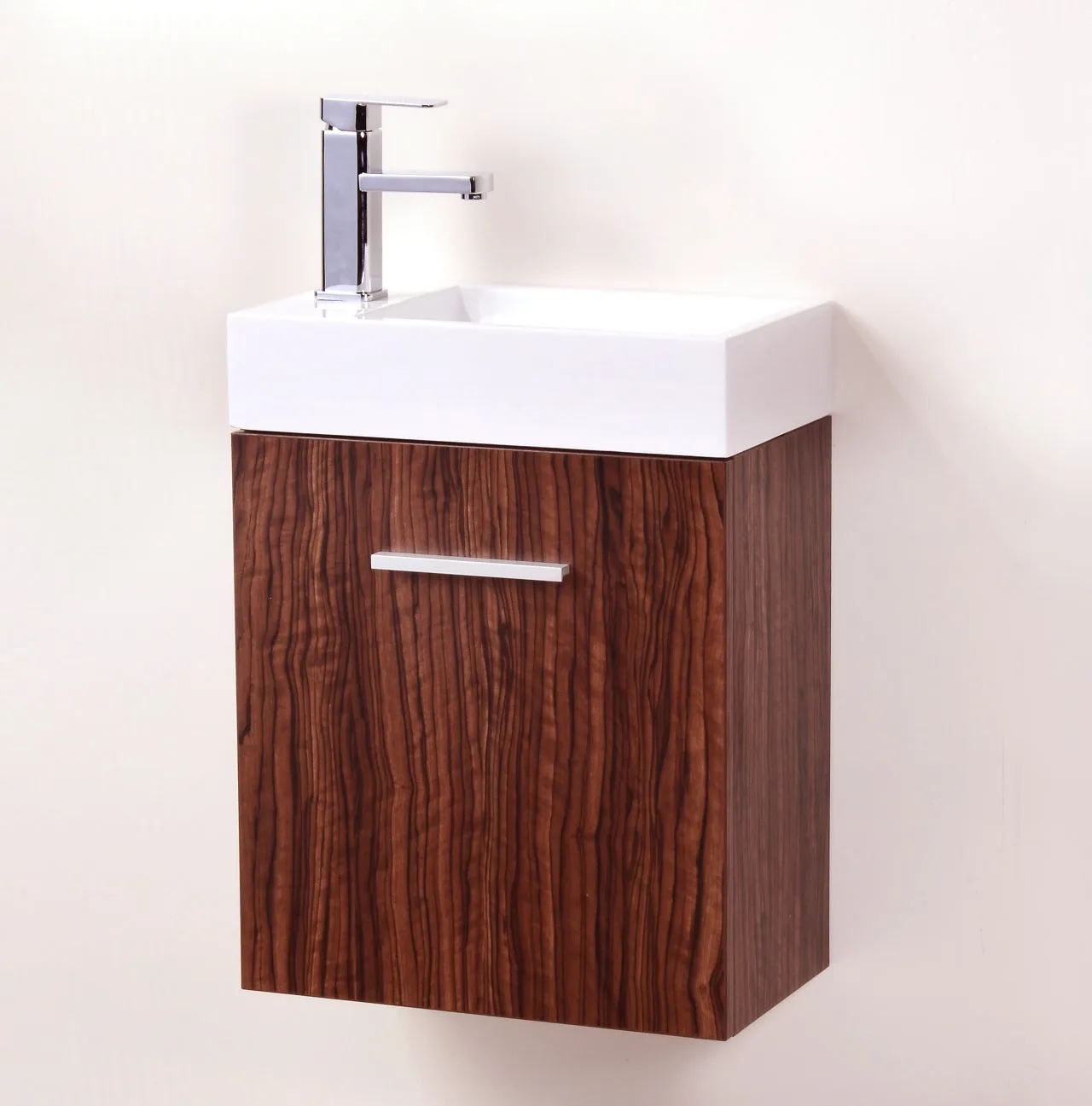 Bliss 18" Walnut Wall Mount Modern Bathroom Vanity