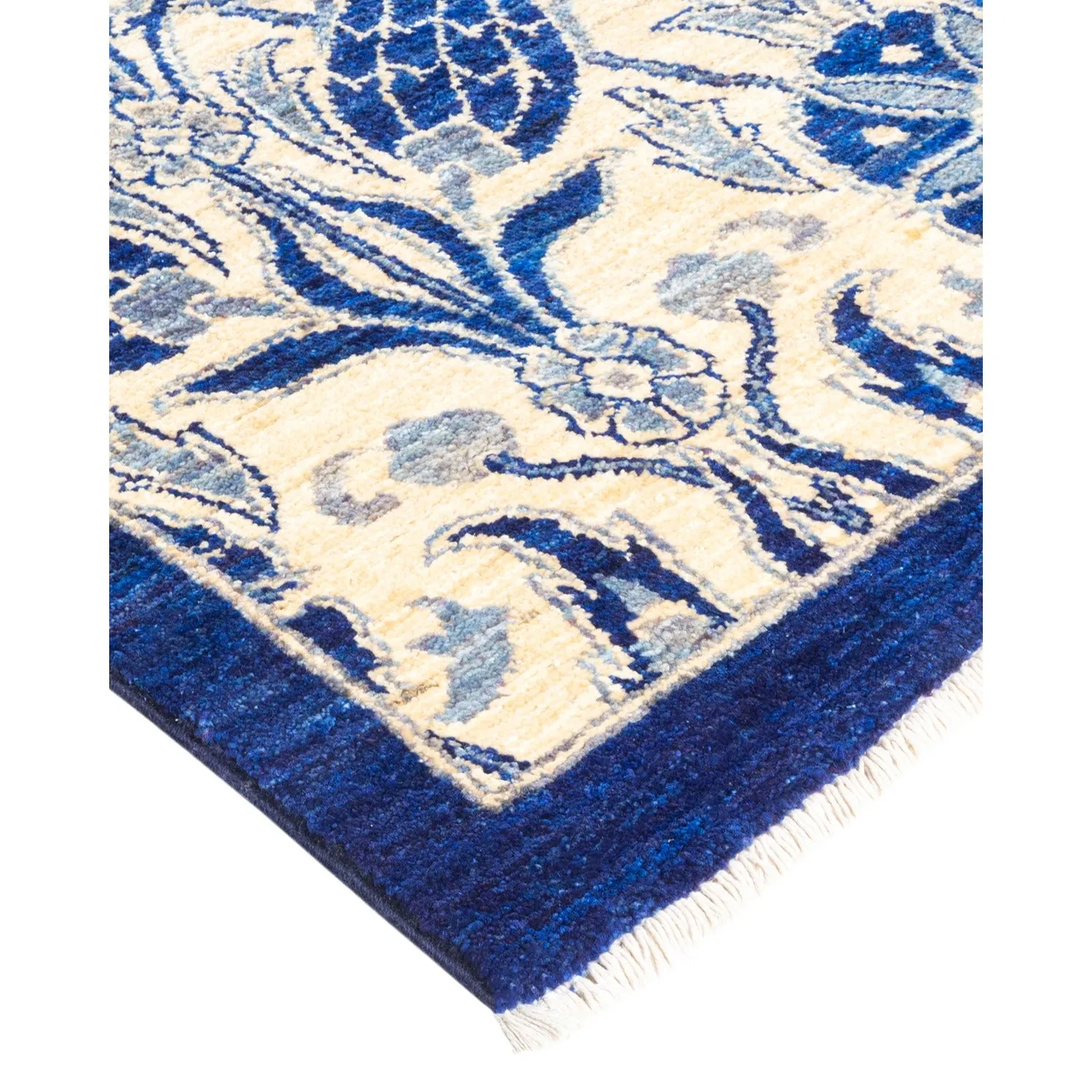 Blue Transitional Wool Rug - 11'10" x 20'9"