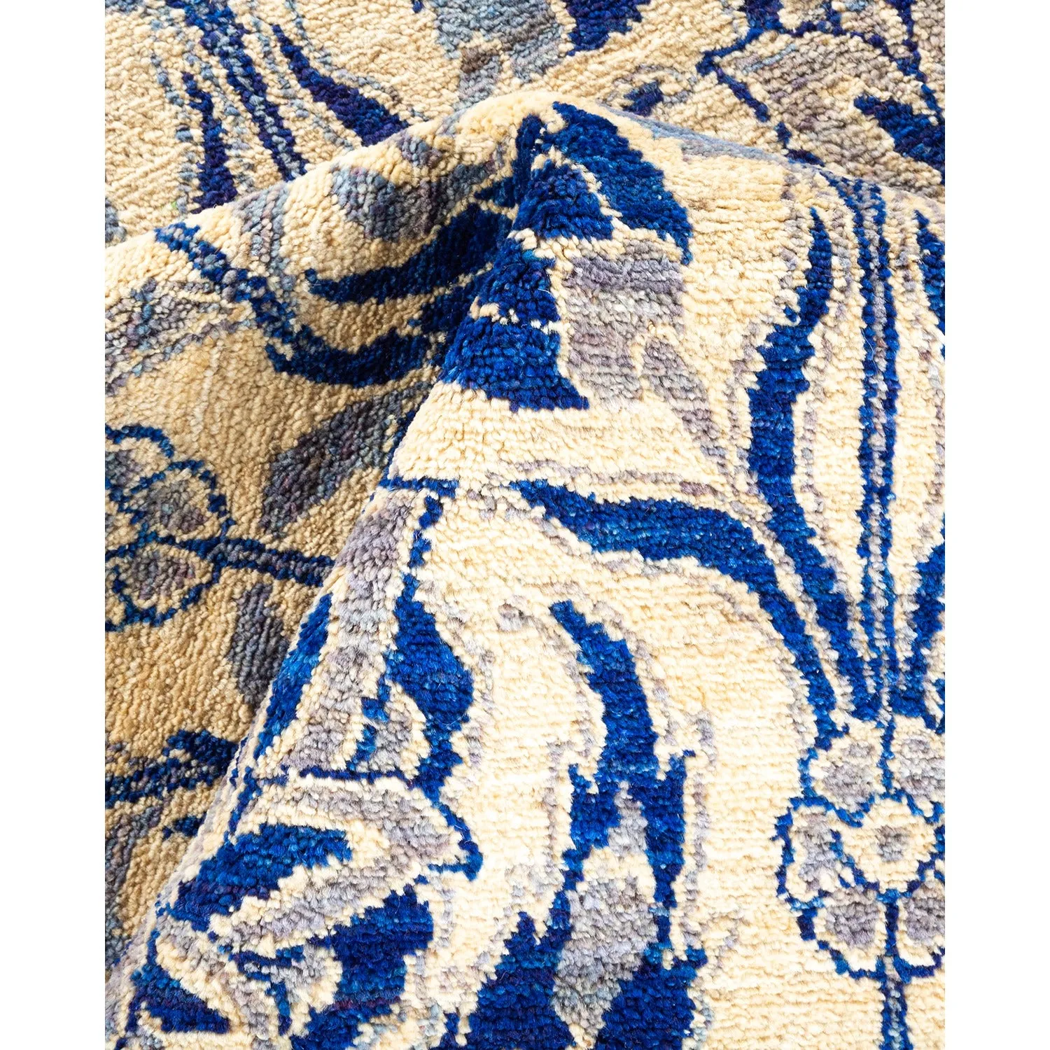 Blue Transitional Wool Rug - 11'10" x 20'9"