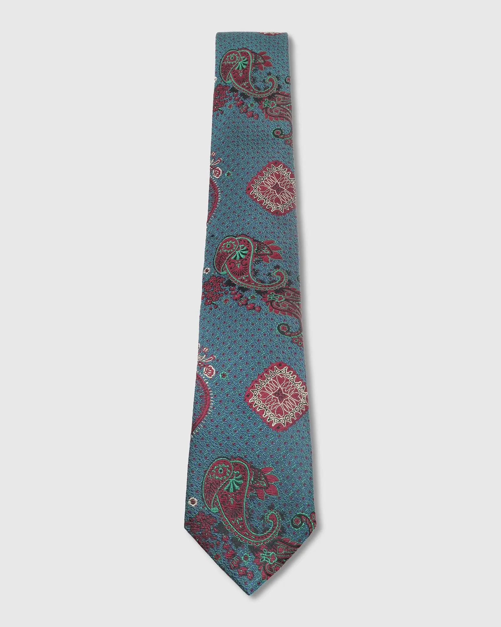 Boxed Combo Printed Tie And Pocket Square In Green - Trish