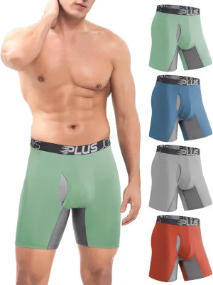 Boxer Briefs for Men Pack Breathable Mesh, Men's Underwear Moisture Wicking, Boxers for Men with 3D Pouch Long Leg