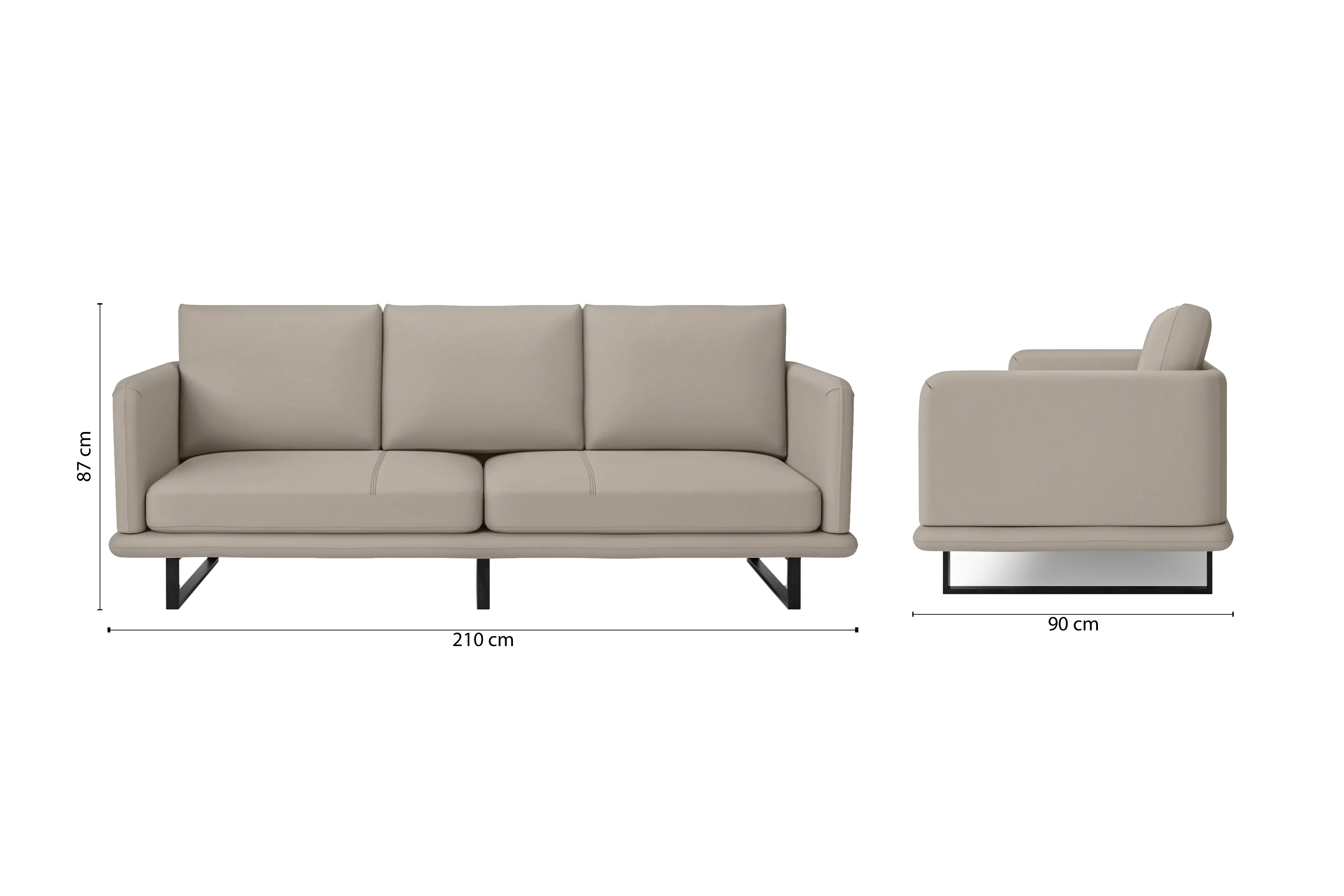 Calabria 3 Seater Sofa Sand Leather