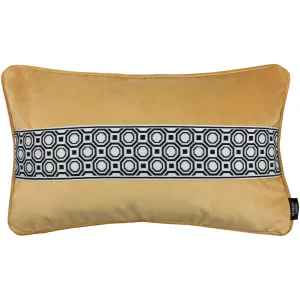 Cancun Striped Ochre Yellow Velvet Pillow