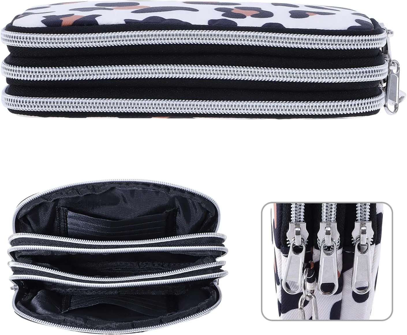 Cellphone Wristlet Wallets for Women Large Capacity Clutch Purse 3 Zipper Compartments 6 Card Slots Anti-water Handbag