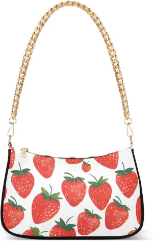 Chain Shoulder Bag Hobo Tote Handbag Mini Clutch Purse with Zipper Closure for Women
