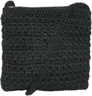 CTM Women's Crochet Crossbody Handbag, Black