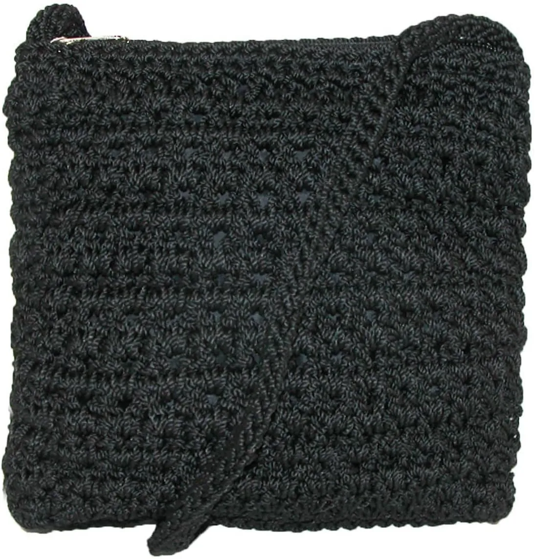 CTM Women's Crochet Crossbody Handbag, Black