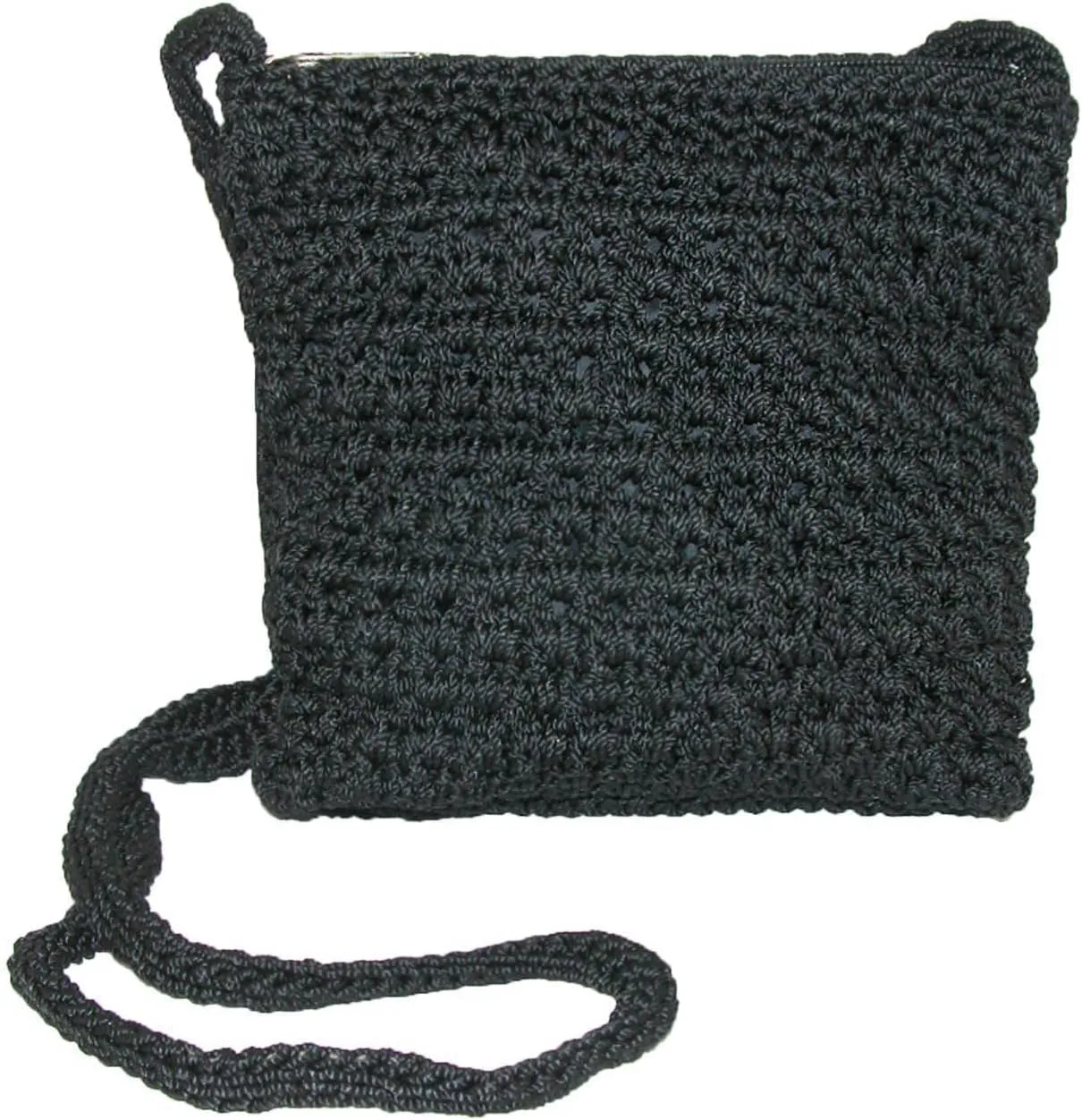 CTM Women's Crochet Crossbody Handbag, Black