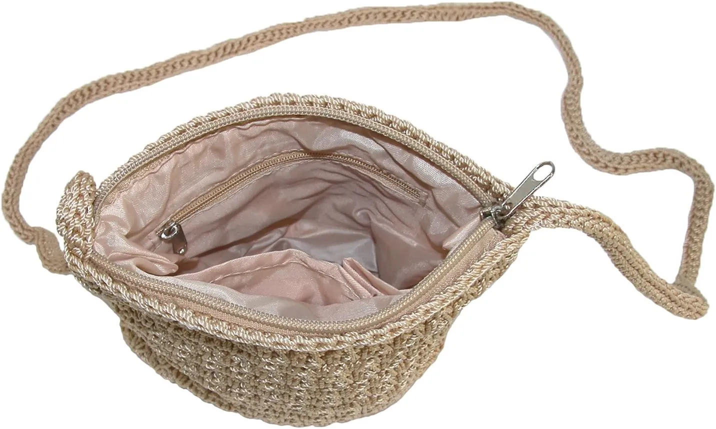 CTM Women's Crochet Crossbody Handbag, Black