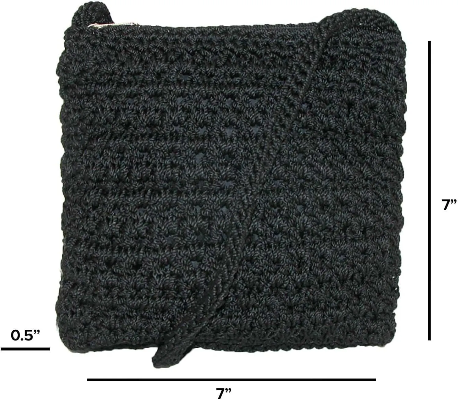 CTM Women's Crochet Crossbody Handbag, Black
