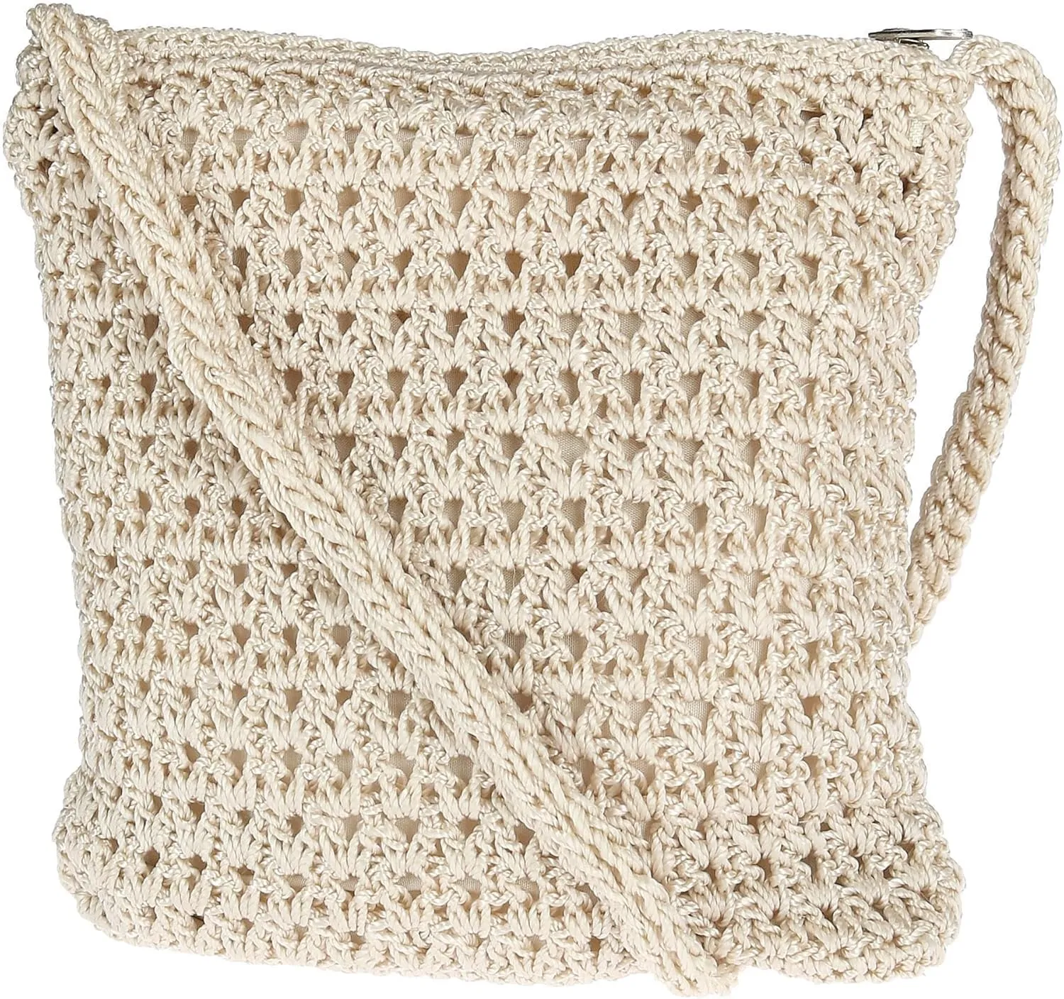 CTM Women's Crochet Crossbody Handbag, Ivory