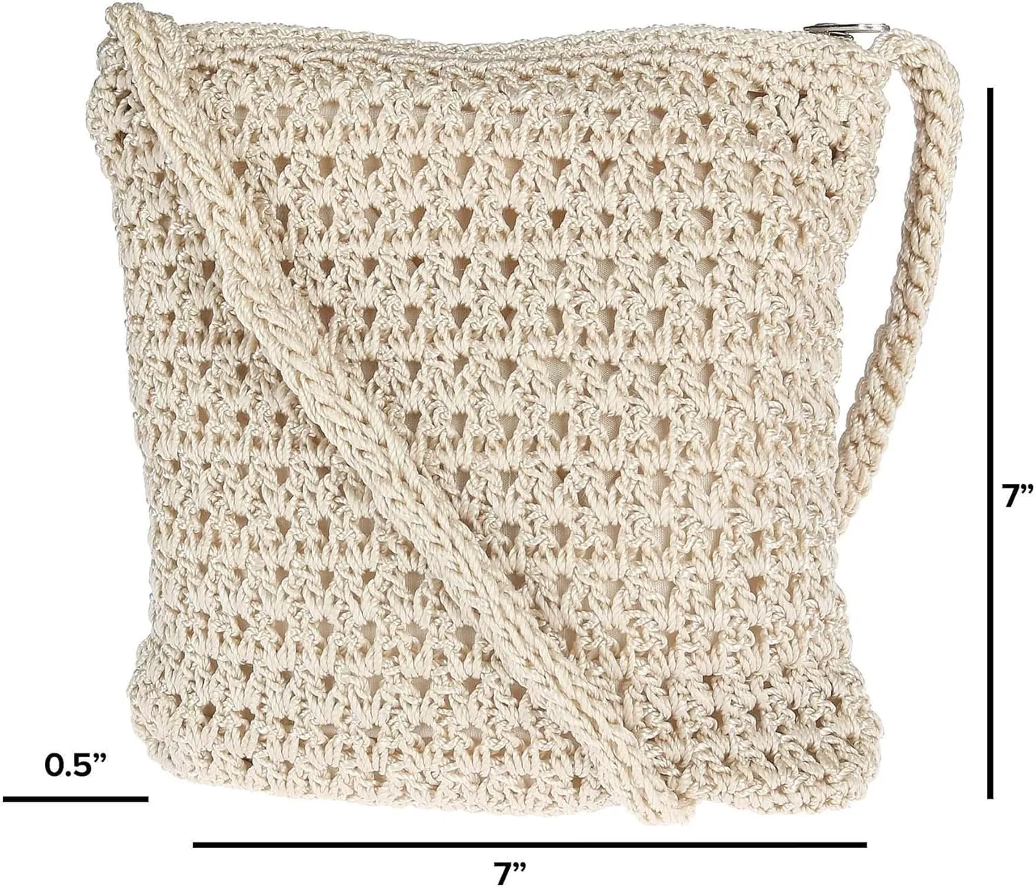 CTM Women's Crochet Crossbody Handbag, Ivory