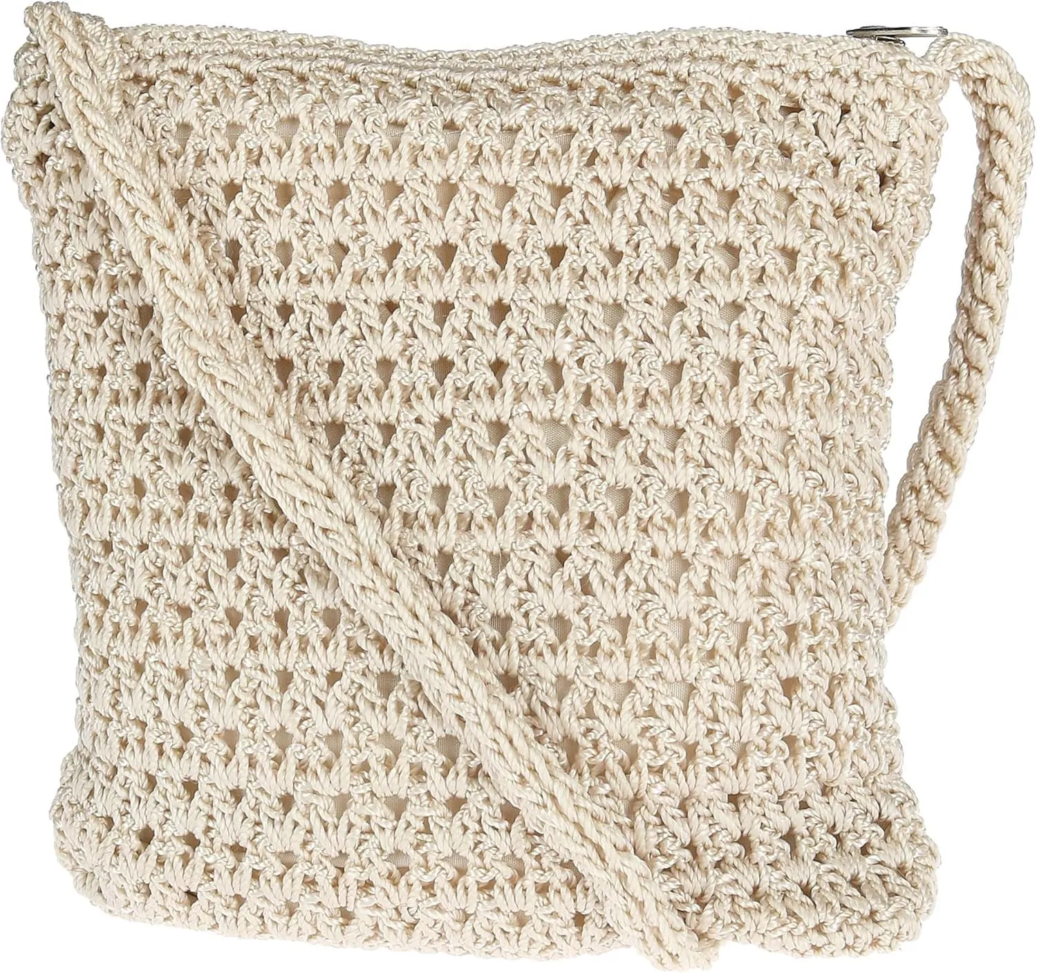 CTM Women's Crochet Crossbody Handbag, Ivory