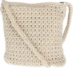 CTM Women's Crochet Crossbody Handbag, Ivory