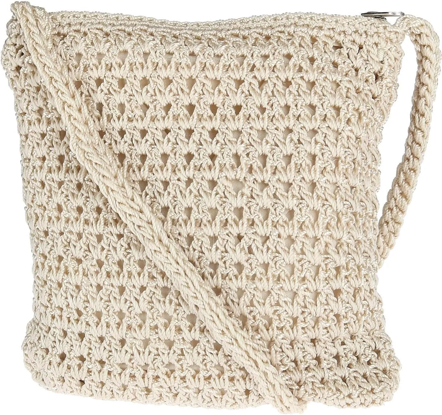 CTM Women's Crochet Crossbody Handbag, Ivory