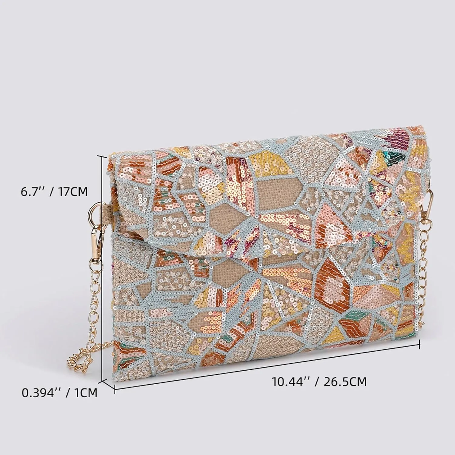 Embroidered Sequin Shoulder Handbag Women Summer Floral Chain Crossbody Tote Evening Clutch Purse Envelope Boho