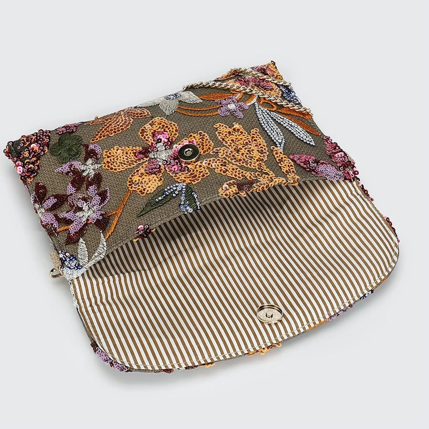 Embroidered Sequin Shoulder Handbag Women Summer Floral Chain Crossbody Tote Evening Clutch Purse Envelope Boho