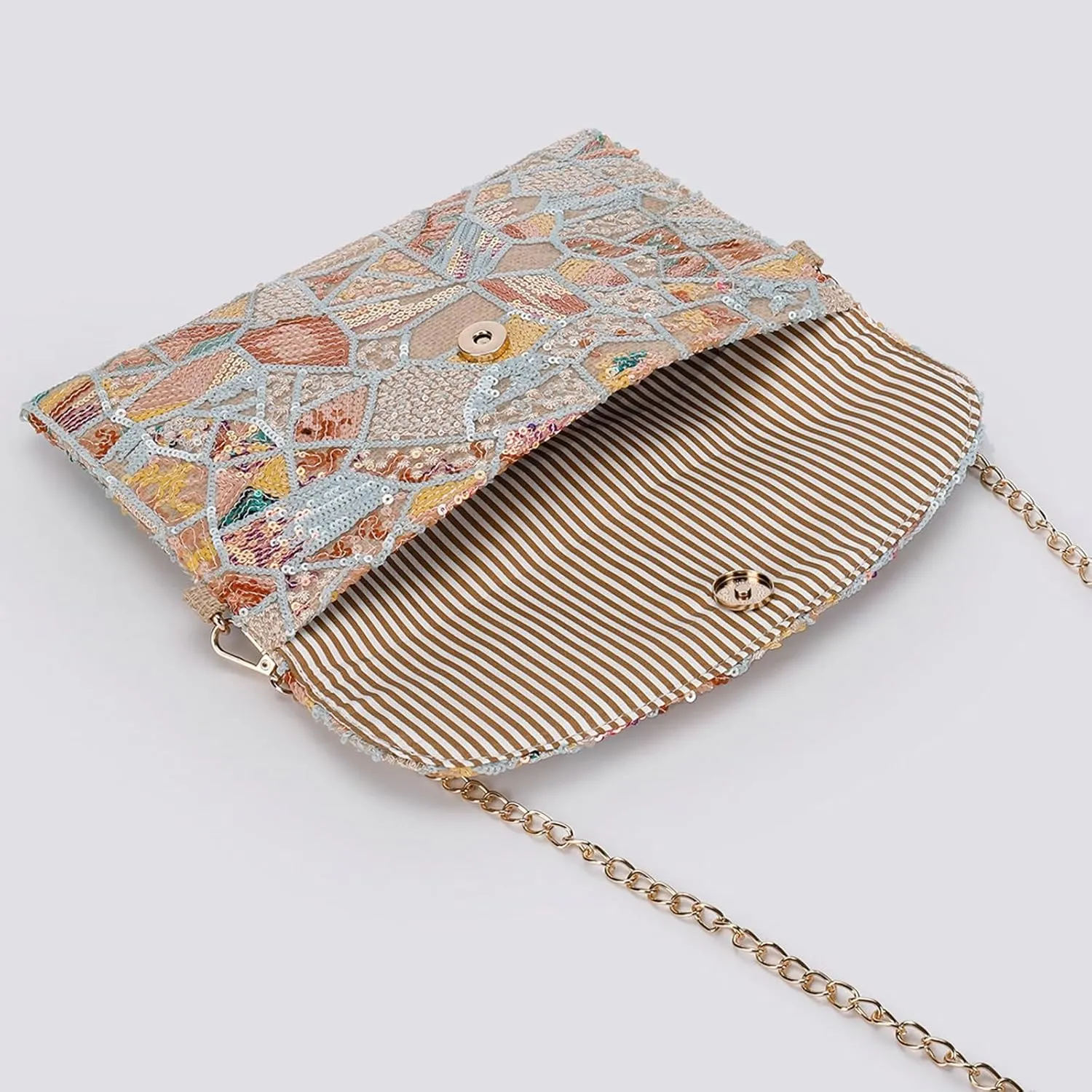 Embroidered Sequin Shoulder Handbag Women Summer Floral Chain Crossbody Tote Evening Clutch Purse Envelope Boho