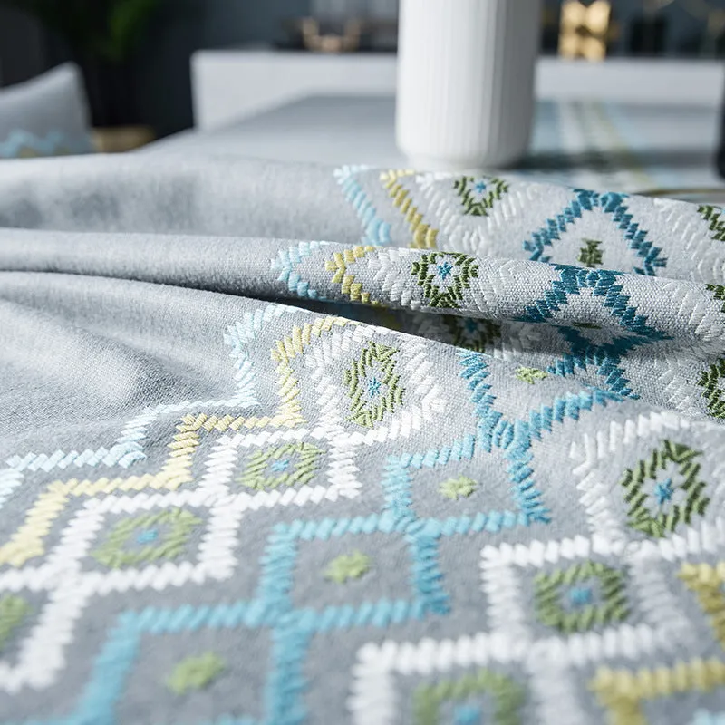 Embroidery Embroidery Table Cloth Cotton Linen Solid Color Tablecloth