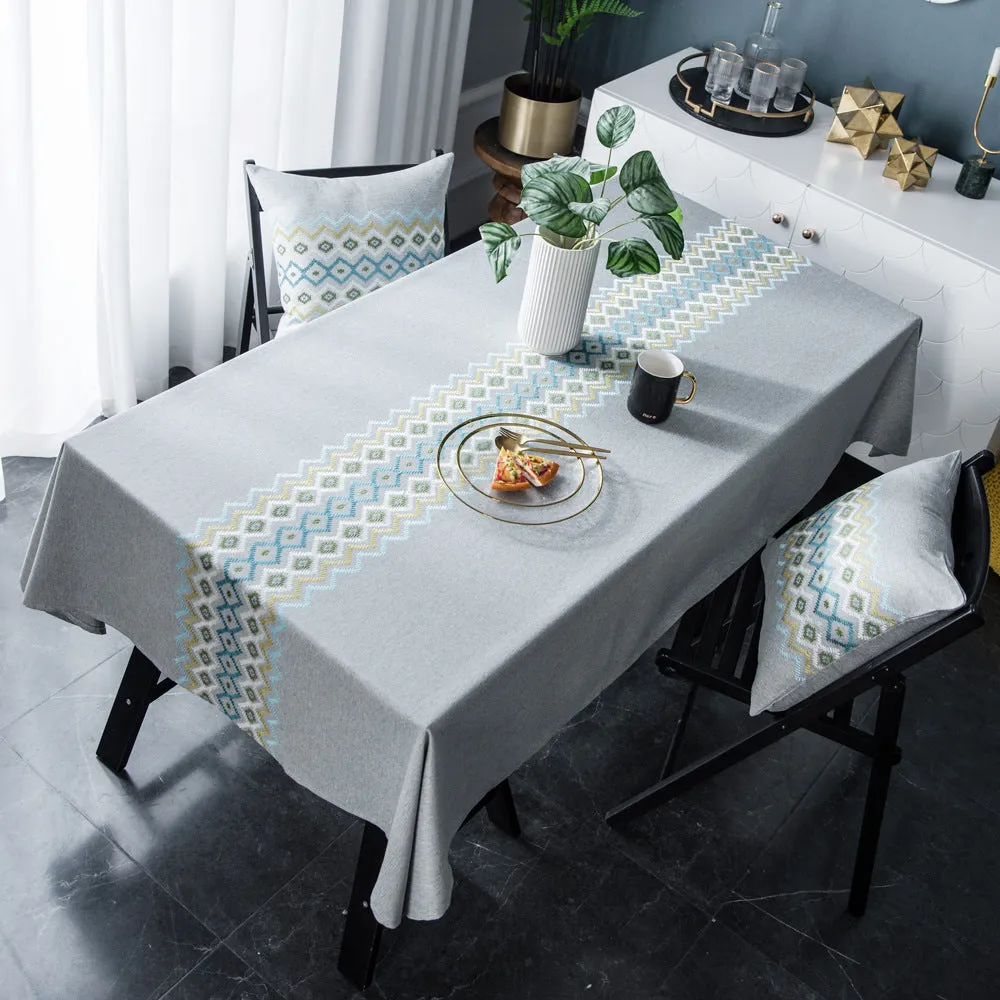 Embroidery Embroidery Table Cloth Cotton Linen Solid Color Tablecloth