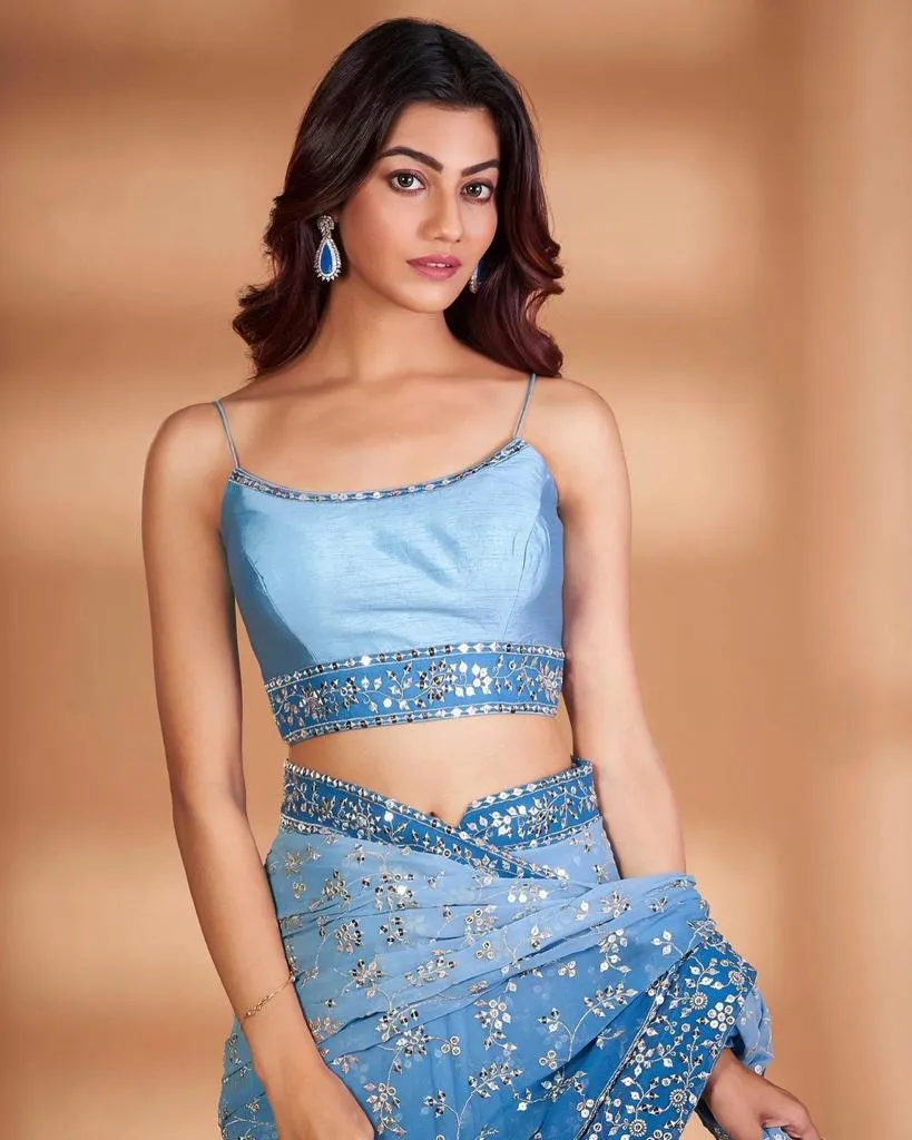 Exquisite Blue Embroidered Saree: Luxury Georgette with Heavy Sequins & Lace