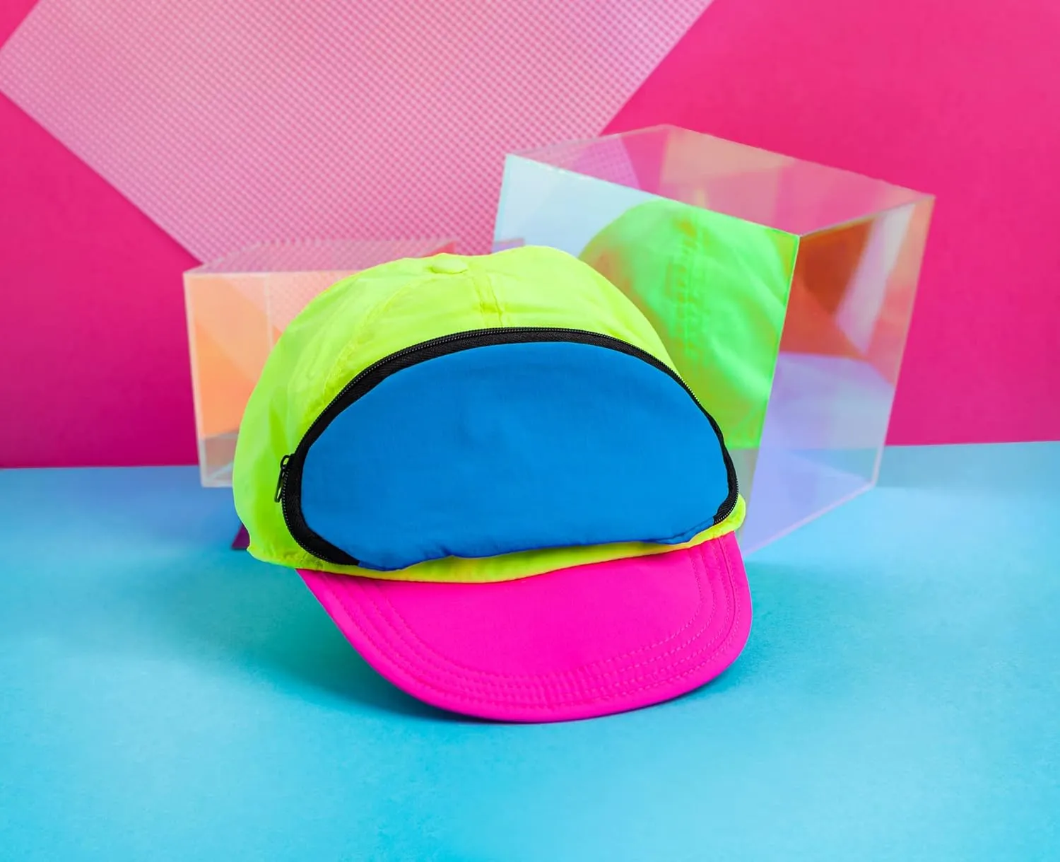 Fanny Pack Hat  Retro 80s/90s Costume Hat with Hidden Zipper Pocket | Adjustable Festival & Rave Cap | Funny 80s Party Accessory & Gag Gift for Men & Women