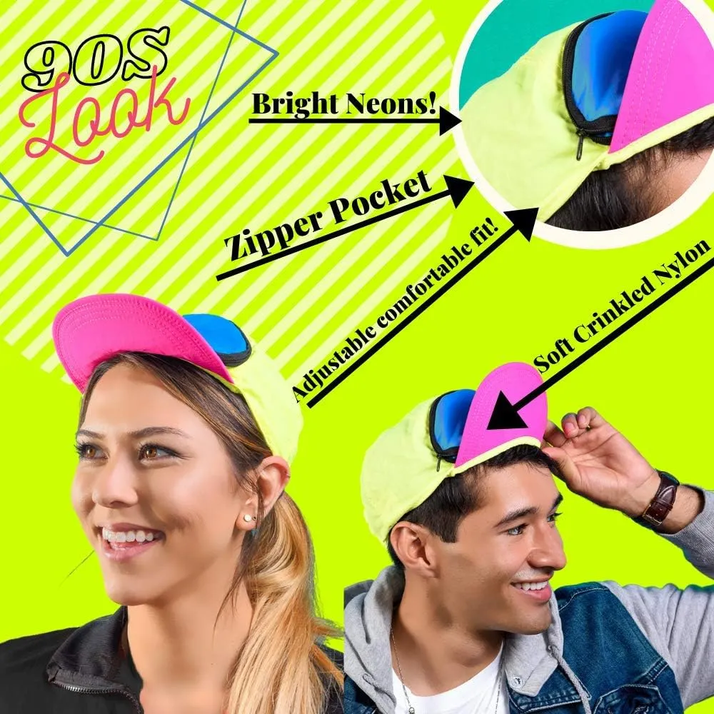 Fanny Pack Hat  Retro 80s/90s Costume Hat with Hidden Zipper Pocket | Adjustable Festival & Rave Cap | Funny 80s Party Accessory & Gag Gift for Men & Women