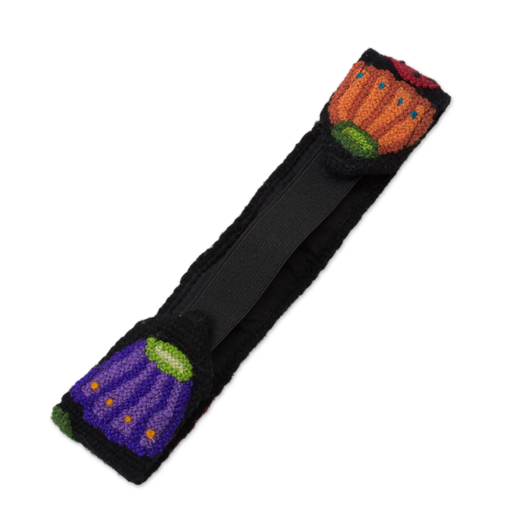 Floral and Strawberry Pattern Wool Headband from Peru - Flowers and Strawberries | NOVICA