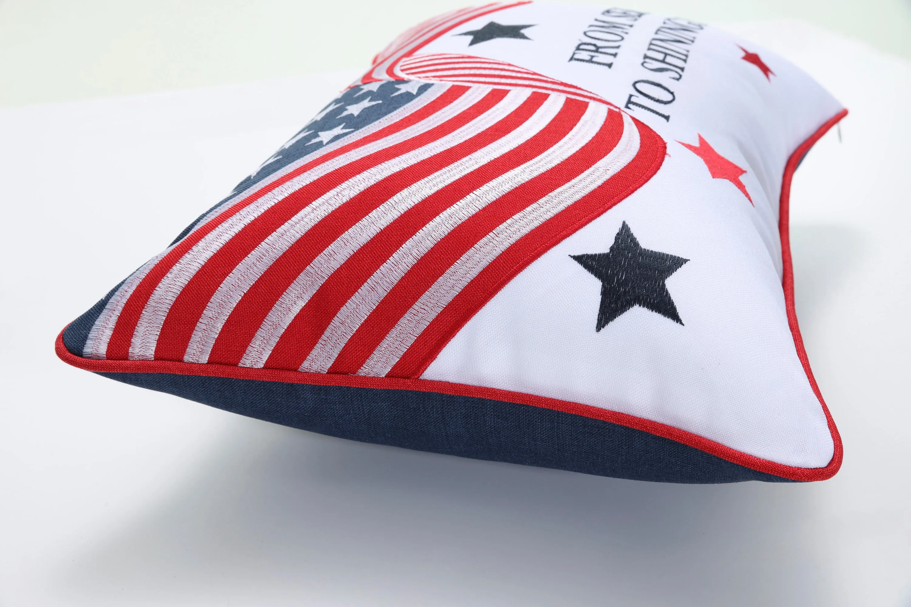 From Sea To Shining Sea Red Rectangular Throw Pillow